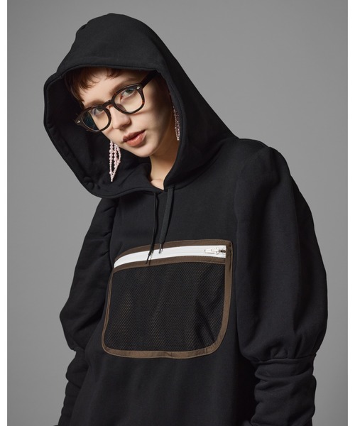 NON TOKYO（ノントーキョー）の「NON TOKYO/ノントーキョー/メッシュポケットパフスリーブワンピース（ワンピース・レディース・ブラック/グレー・F）」の7枚目の写真