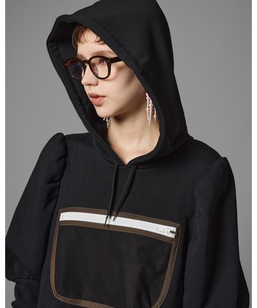 NON TOKYO（ノントーキョー）の「NON TOKYO/ノントーキョー/メッシュポケットパフスリーブワンピース（ワンピース・レディース・ブラック/グレー・F）」の5枚目の写真