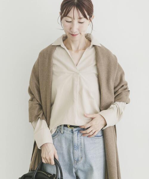 ITEMS URBANRESEARCH(アイテムズ アーバンリサーチ)の「Souplement Corduroy Shirts(シャツ/ブラウス・レディース・ブラック/ホワイト系その他/ブラウン・FREE)」の2枚目の写真