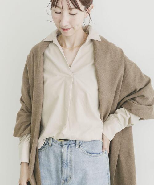 ITEMS URBANRESEARCH(アイテムズ アーバンリサーチ)の「Souplement Corduroy Shirts(シャツ/ブラウス・レディース・ブラック/ホワイト系その他/ブラウン・FREE)」の4枚目の写真