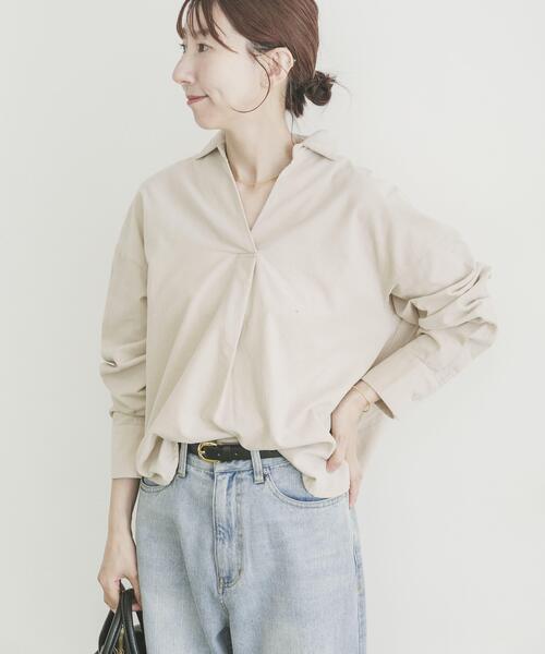 ITEMS URBANRESEARCH(アイテムズ アーバンリサーチ)の「Souplement Corduroy Shirts(シャツ/ブラウス・レディース・ブラック/ホワイト系その他/ブラウン・FREE)」の8枚目の写真
