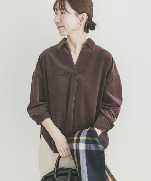 ITEMS URBANRESEARCH(アイテムズ アーバンリサーチ)の「Souplement Corduroy Shirts(シャツ/ブラウス・レディース・ブラック/ホワイト系その他/ブラウン・FREE)」の11枚目の写真