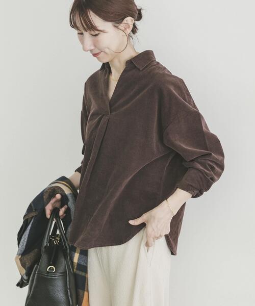ITEMS URBANRESEARCH(アイテムズ アーバンリサーチ)の「Souplement Corduroy Shirts(シャツ/ブラウス・レディース・ブラック/ホワイト系その他/ブラウン・FREE)」の12枚目の写真