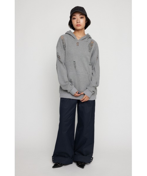 LAGUA GEM(ラグアジェム)の「OVER CRASH HOODIE トップス(パーカー・レディース・バーガンディー/杢グレー/ブラック・FREE)」の11枚目の写真