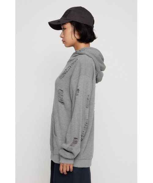 LAGUA GEM(ラグアジェム)の「OVER CRASH HOODIE トップス(パーカー・レディース・バーガンディー/杢グレー/ブラック・FREE)」の12枚目の写真