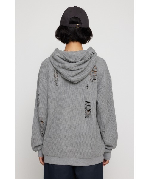 LAGUA GEM(ラグアジェム)の「OVER CRASH HOODIE トップス(パーカー・レディース・バーガンディー/杢グレー/ブラック・FREE)」の13枚目の写真