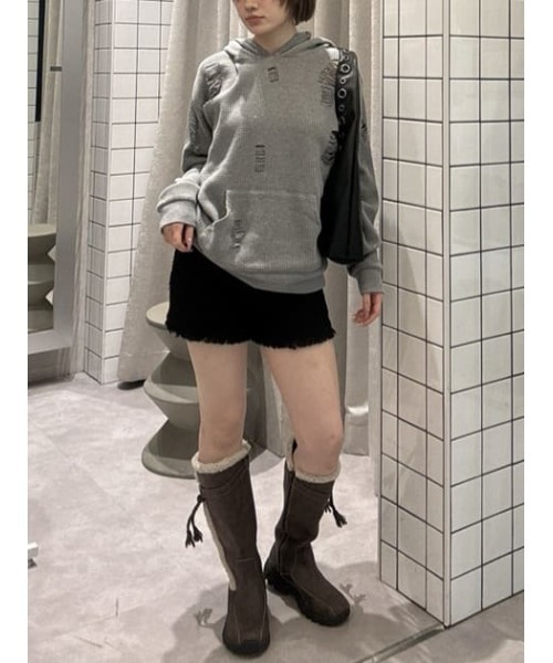LAGUA GEM(ラグアジェム)の「OVER CRASH HOODIE トップス(パーカー・レディース・バーガンディー/杢グレー/ブラック・FREE)」の15枚目の写真