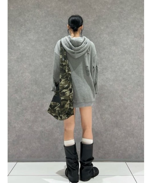 LAGUA GEM(ラグアジェム)の「OVER CRASH HOODIE トップス(パーカー・レディース・バーガンディー/杢グレー/ブラック・FREE)」の18枚目の写真