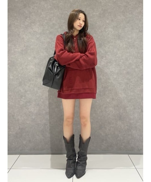 LAGUA GEM(ラグアジェム)の「OVER CRASH HOODIE トップス(パーカー・レディース・バーガンディー/杢グレー/ブラック・FREE)」の16枚目の写真
