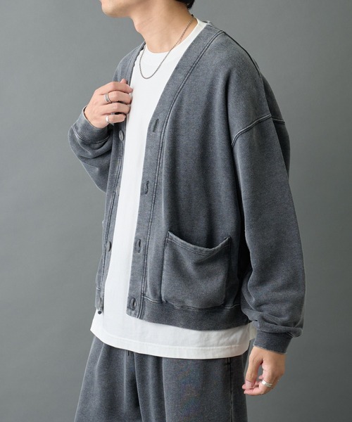 COLONY 2139（コロニートゥーワンスリーナイン）の「パウダー加工スウェットカーディガン（カーディガン/ボレロ・メンズ・ブラック/グレー・MEDIUM/LARGE）」の4枚目の写真