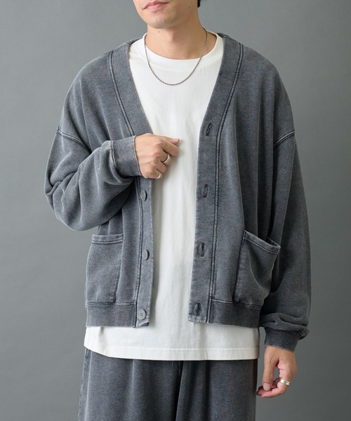 COLONY 2139（コロニートゥーワンスリーナイン）の「パウダー加工スウェットカーディガン（カーディガン/ボレロ・メンズ・ブラック/グレー・MEDIUM/LARGE）」の3枚目の写真
