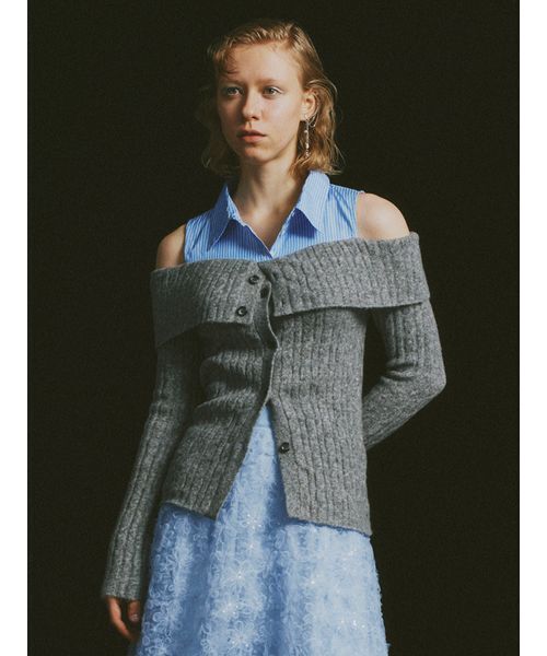 FURFUR（ファーファー）の「オフショルレイヤードニット（ニット/セーター・レディース・ホワイト/ブラック/グレー・F）」の3枚目の写真