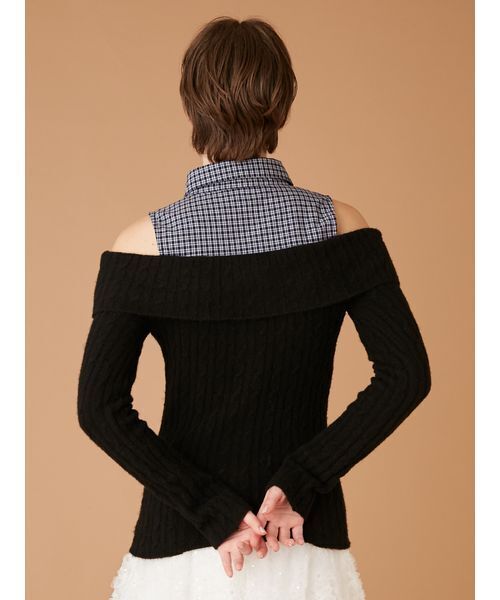 FURFUR（ファーファー）の「オフショルレイヤードニット（ニット/セーター・レディース・ホワイト/ブラック/グレー・F）」の9枚目の写真