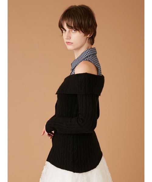 FURFUR（ファーファー）の「オフショルレイヤードニット（ニット/セーター・レディース・ホワイト/ブラック/グレー・F）」の10枚目の写真