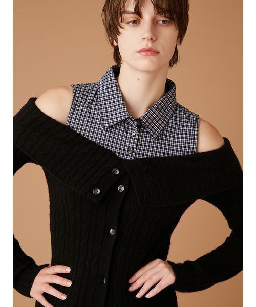 FURFUR（ファーファー）の「オフショルレイヤードニット（ニット/セーター・レディース・ホワイト/ブラック/グレー・F）」の11枚目の写真