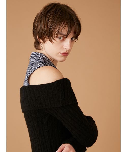 FURFUR（ファーファー）の「オフショルレイヤードニット（ニット/セーター・レディース・ホワイト/ブラック/グレー・F）」の12枚目の写真