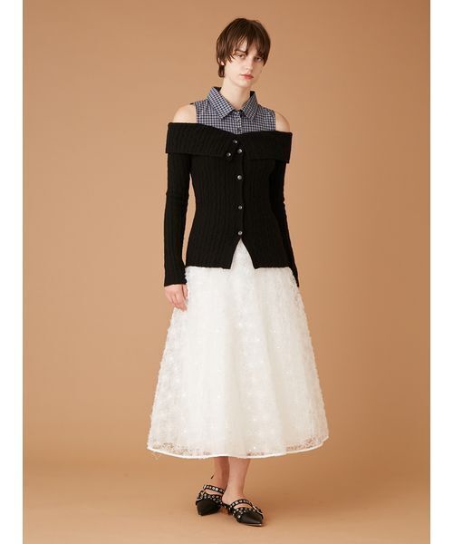 FURFUR（ファーファー）の「オフショルレイヤードニット（ニット/セーター・レディース・ホワイト/ブラック/グレー・F）」の13枚目の写真