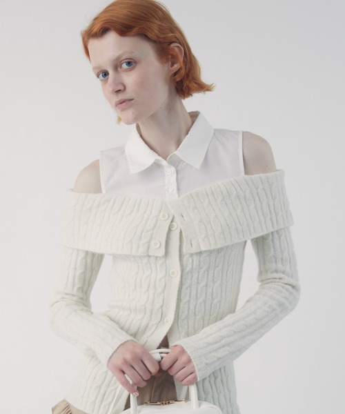 FURFUR（ファーファー）の「オフショルレイヤードニット（ニット/セーター・レディース・ホワイト/ブラック/グレー・F）」の8枚目の写真