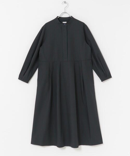 セール】『UR TECH』チェック柄バルーンスリーブワンピース