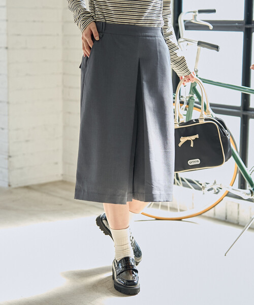 キュロット カーキ THREE FIFTY STANDARD ギャザーキュロットパンツ〈カーキ〉｜THREE