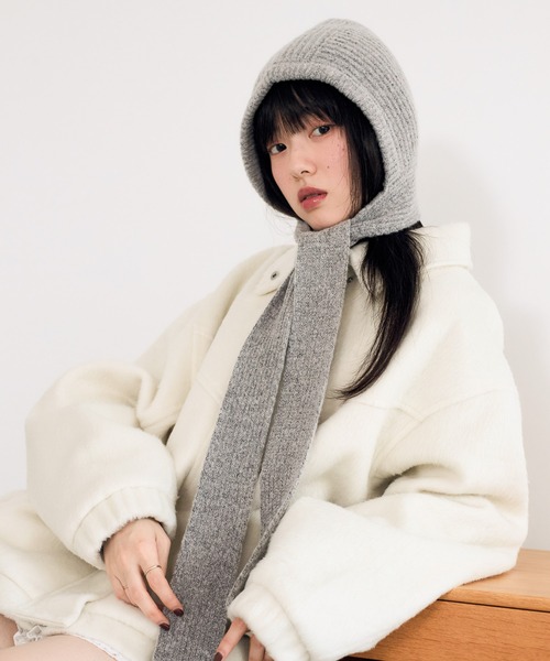 Heather（ヘザー）の「ニットバラクラバ　606017（ニットキャップ/ビーニー・レディース・ブラウン/グレー/オフホワイト・ONE SIZE）」の22枚目の写真