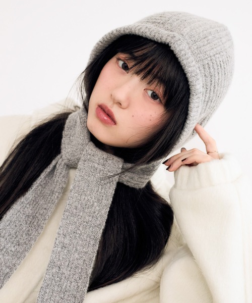 Heather（ヘザー）の「ニットバラクラバ　606017（ニットキャップ/ビーニー・レディース・ブラウン/グレー/オフホワイト・ONE SIZE）」の21枚目の写真