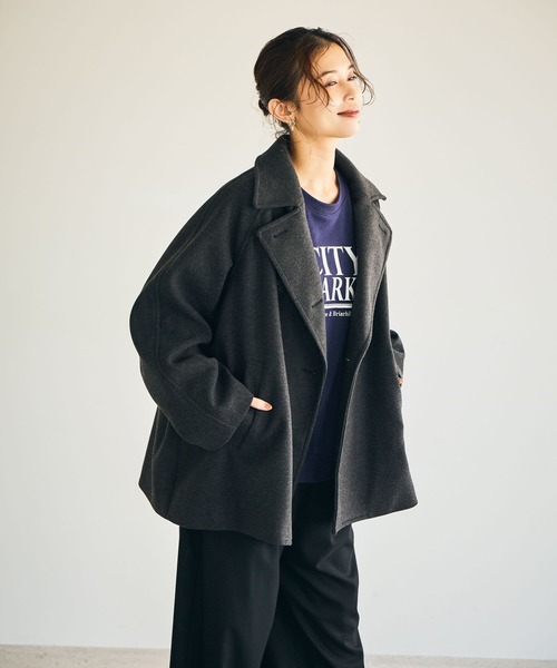 ウールライクPコート[プチサイズあり]（ピーコート）｜studio CLIP