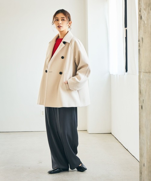 ウールライクPコート[プチサイズあり]（ピーコート）｜studio CLIP