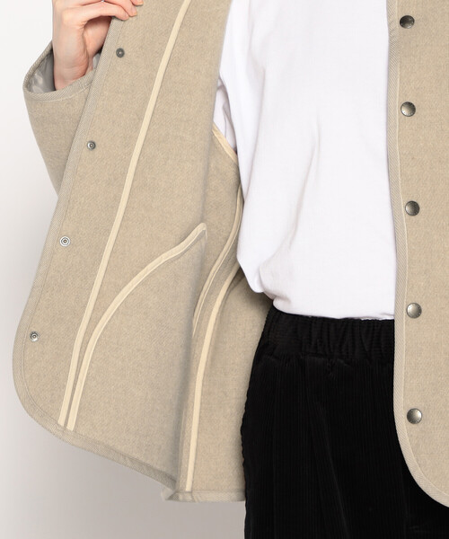 DANTON（ダントン）の「WOMEN'S WOOL LIGHT PILE STANDCOLLAR JACKET（その他アウター・レディース・ベージュ系その他/ベージュ/ネイビー/グレー・36/34/38）」の18枚目の写真