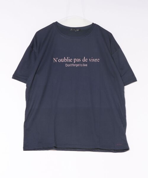 ARCHIVER(アーカイバ)の「【RES】 メッセージプリントTシャツ(Tシャツ/カットソー・レディース・ネイビー・FREE)」の1枚目の写真