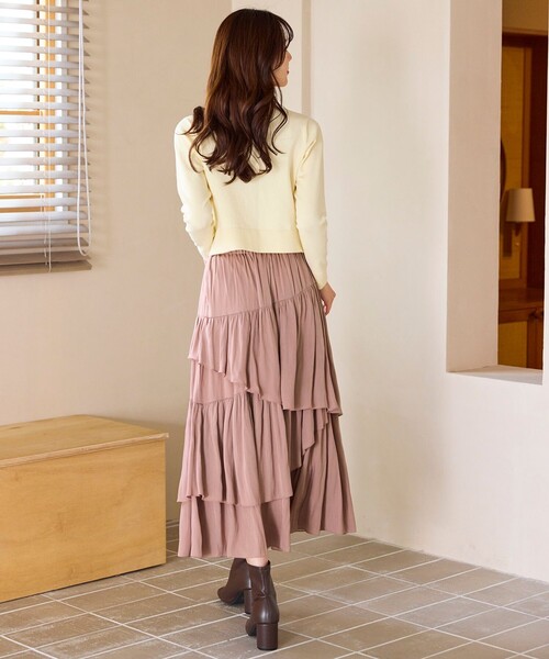 Feroux(フェルゥ)の「アシンメトリーティアード スカート(スカート・レディース・アイボリー系/ピンク系・SMALL/MEDIUM)」の9枚目の写真