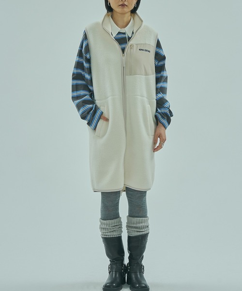 SPALDING(スポルディング)の「(SPALDING x ROSE BUD)FLEECE VEST(ベスト・レディース・ホワイト/ネイビー・ONE SIZE)」の1枚目の写真