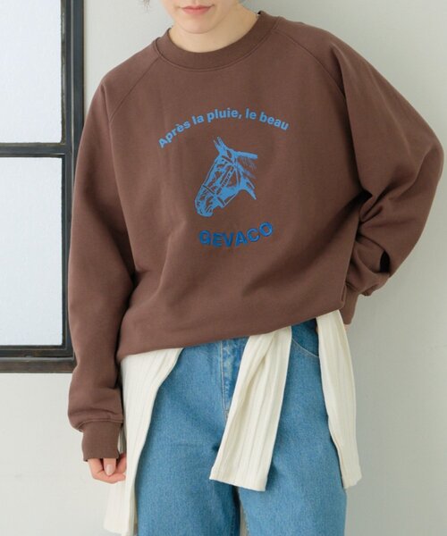 GEVACO（ゲバコ）の「【GEVACO】裏毛刺繍プリントプルオーバー（スウェット・レディース・グレー/ネイビー/ブラウン・ONE SIZE）」の20枚目の写真