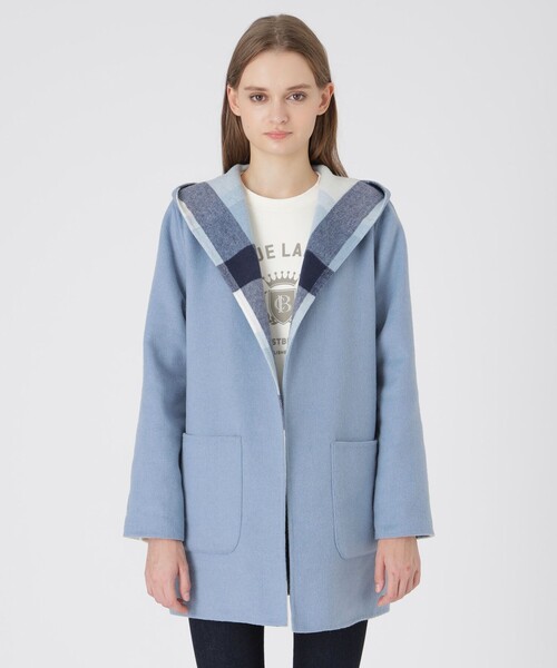 BLUE LABEL CRESTBRIDGE（ブルーレーベルクレストブリッジ）の「クレストブリッジチェックリバーポリウールコーディガン（その他アウター・レディース・グレー系その他/ブルー系その他2/ダークネイビー・38）」の3枚目の写真