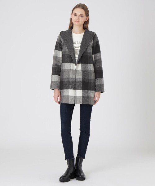 BLUE LABEL CRESTBRIDGE（ブルーレーベルクレストブリッジ）の「クレストブリッジチェックリバーポリウールコーディガン（その他アウター・レディース・グレー系その他/ブルー系その他2/ダークネイビー・38）」の5枚目の写真