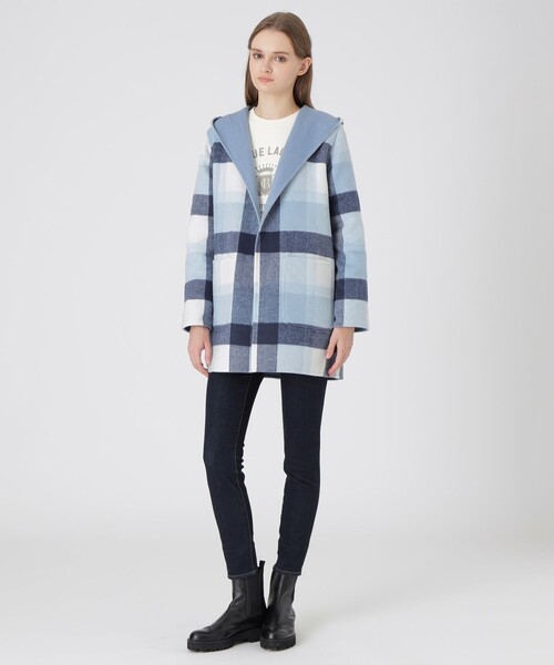 BLUE LABEL CRESTBRIDGE（ブルーレーベルクレストブリッジ）の「クレストブリッジチェックリバーポリウールコーディガン（その他アウター・レディース・グレー系その他/ブルー系その他2/ダークネイビー・38）」の14枚目の写真