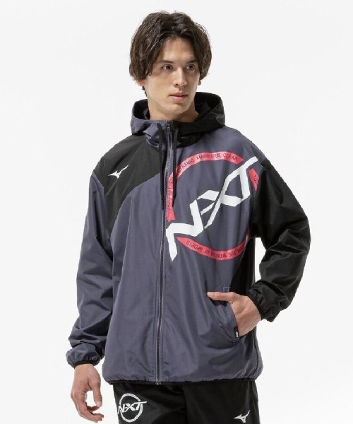 MIZUNO(ミズノ )の「ミズノ N-XT ウィンドブレーカージャケット(ナイロンジャケット・メンズ・エメラルド/グレー/ホワイト・M/L/LL/3L)」の2枚目の写真