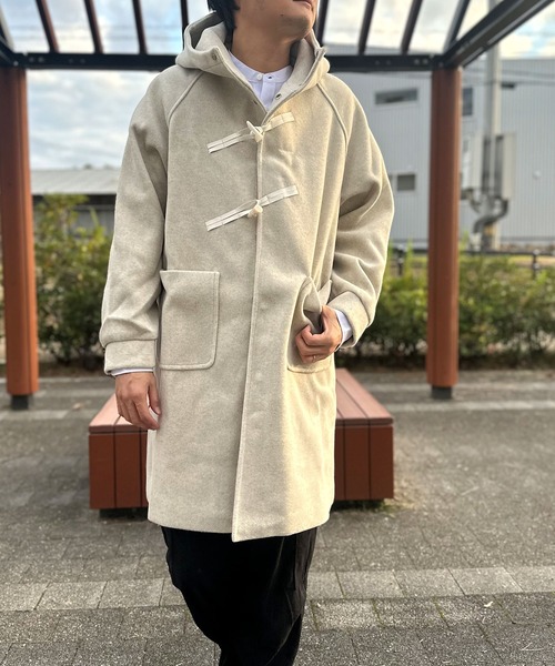 セール】ビッグシルエット オフショルダー ロング ダッフル コート