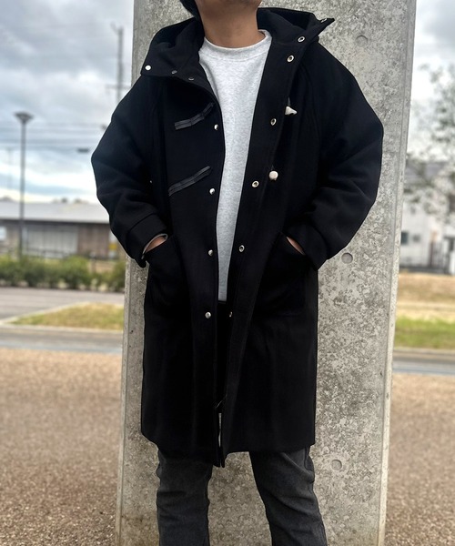 セール】ビッグシルエット オフショルダー ロング ダッフル コート