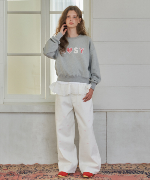 RONRON(ロンロン)の「RIBBON PATTERN WIDE DENIM PANTS WHITE(デニムパンツ・レディース・その他・SMALL/MEDIUM)」の2枚目の写真