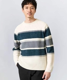 【洗濯機で洗える】モールランダムボーダークルーネックニット