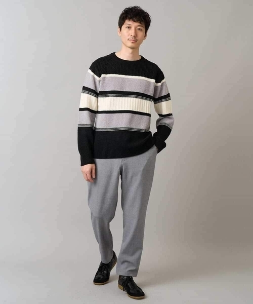 a.v.v（アーヴェヴェ）の「【洗濯機で洗える】モールランダムボーダークルーネックニット（ニット/セーター・メンズ・ブラック/ネイビー/グリーン/ブルー・48/50/44/46）」の14枚目の写真