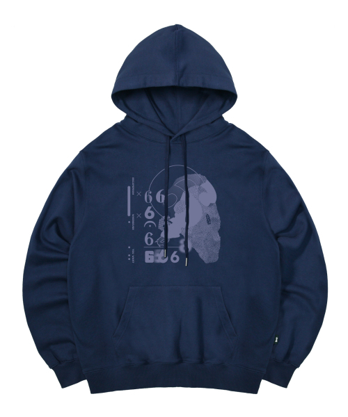 ESCAPEFROM(エスケープフロム)の「6 ストーンプリントフードパーカー ディープブルー(パーカー・レディース・その他・MEDIUM/LARGE/X-LARGE)」の2枚目の写真
