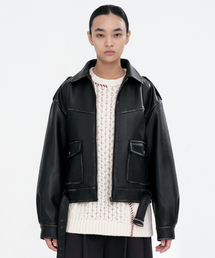 MILLO WOMEN（ミロウーマン）の「ベルト付きレザージャケット[ブラック]（ライダースジャケット）」