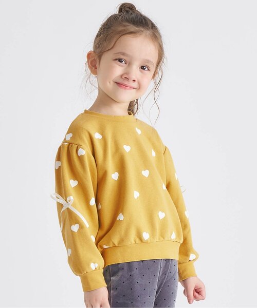 apres les cours（アプレレクール）の「【WEB限定】袖リボントレーナー_ジュニア対応（スウェット・キッズ・マスタード/ブラウン/ライトグレー/ブルー/アイボリー・90/100/110/120/130/140/80）」の5枚目の写真