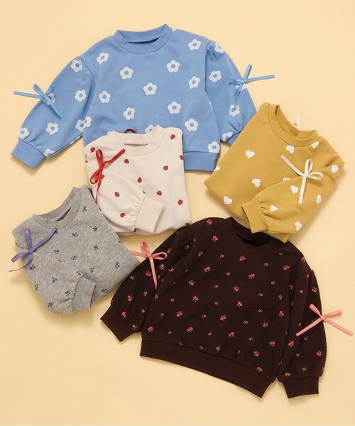 apres les cours（アプレレクール）の「【WEB限定】袖リボントレーナー_ジュニア対応（スウェット・キッズ・マスタード/ブラウン/ライトグレー/ブルー/アイボリー・90/100/110/120/130/140/80）」の16枚目の写真