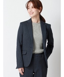 SUIT SQUARE | ジャケット ウォッシャブル ストレッチ 防シワ ウールライクポリエステル ヘリンボーン(テーラードジャケット)