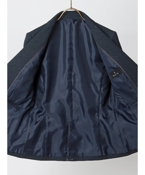 SUIT SQUARE（スーツスクエア）の「ジャケット ウォッシャブル ストレッチ 防シワ ウールライクポリエステル ヘリンボーン（テーラードジャケット・レディース・ネイビー・42(13号)/40(11号)/38(9号)/36(7号)）」の7枚目の写真