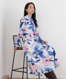◆フラワープリントタフタフレアースカート