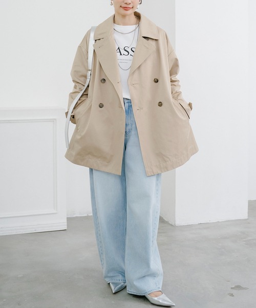 Emma Taylor(エマテイラー)の「バックフレアミドルトレンチコート(トレンチコート・レディース・ブラック/ベージュ・FREE)」の13枚目の写真